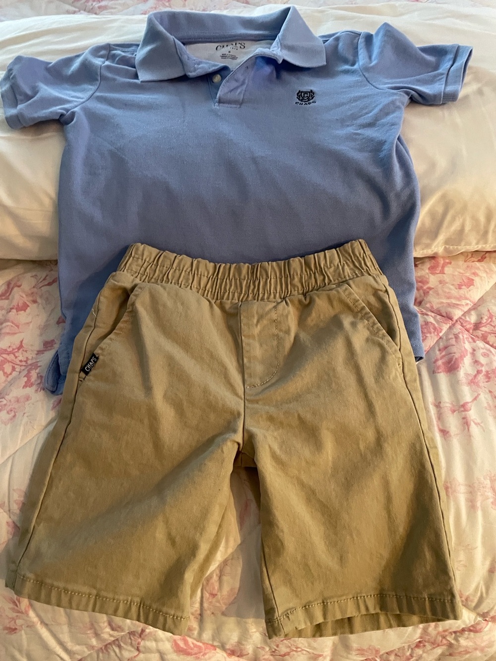 Light Blue Polo Shirt with Khaki Shorts